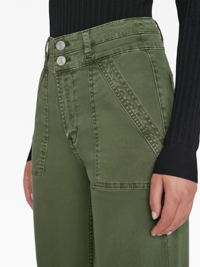 Shop Frame Cropped Wide-leg Jeans In Green