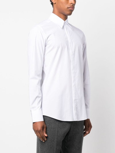 Shop Dolce & Gabbana Long-sleeve Cotton Shirt In White