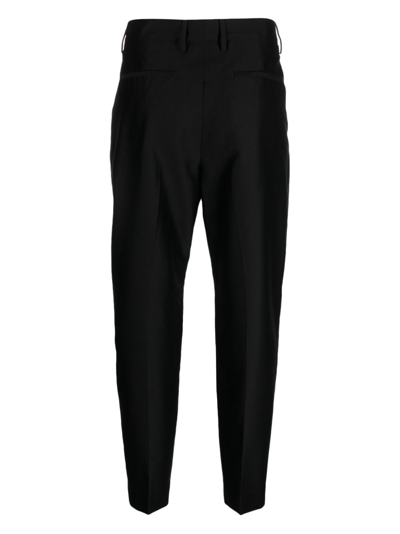 Shop Barena Venezia Pressed-crease Pleated Tapered Trousers In Black