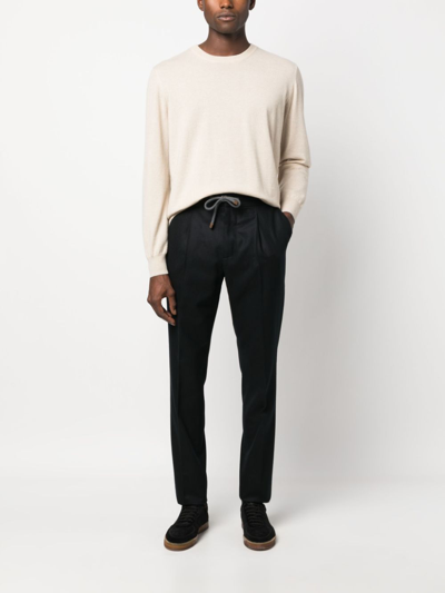 Brunello Cucinelli Tapered Virgin-wool Track Pants In Black