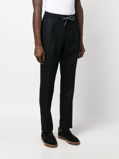 Brunello Cucinelli Tapered Virgin-wool Track Pants In Black