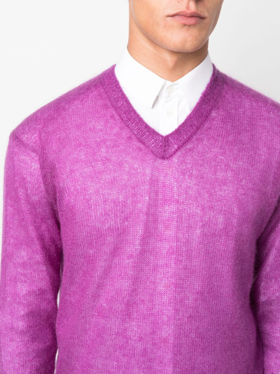 Shop Tom Ford Semi-sheer Mohair-blend Jumper In Purple