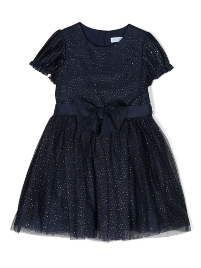 Abel & Lula Glittery Pleated Minidress In Blue