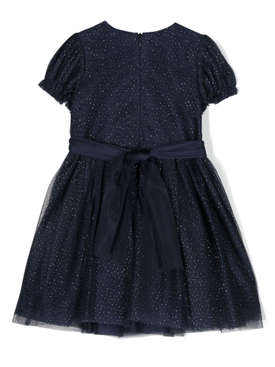 Shop Abel & Lula Glittery Pleated Minidress In Blue