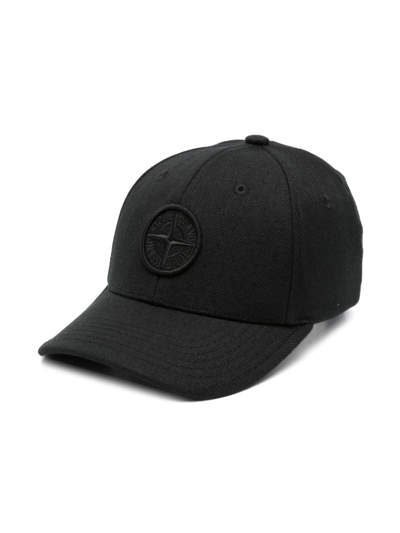 Shop Stone Island Junior Compass-motif Baseball Cap In Black