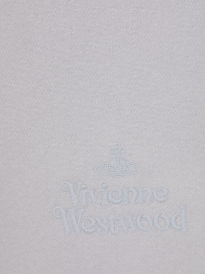 Shop Vivienne Westwood Orb Logo-embroidery Wool Scarf In Grey