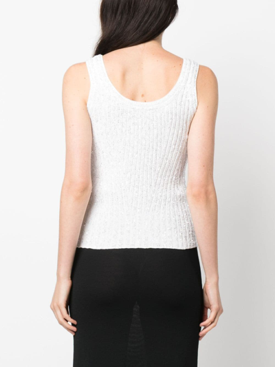 Shop Missoni Sequin-embellished Ribbed Top In White