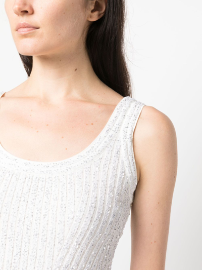 Shop Missoni Sequin-embellished Ribbed Top In White