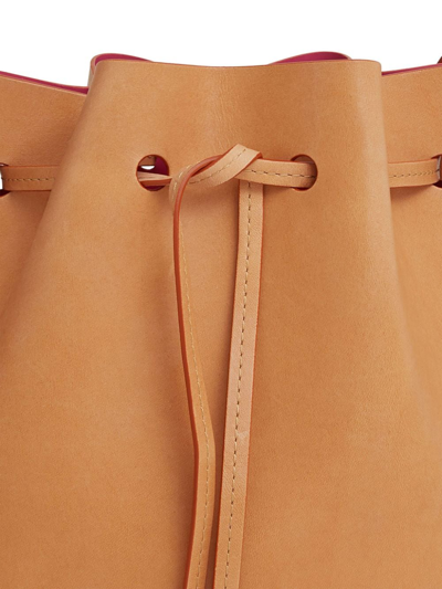 Shop Mansur Gavriel Mini Leather Bucket Bag In Orange