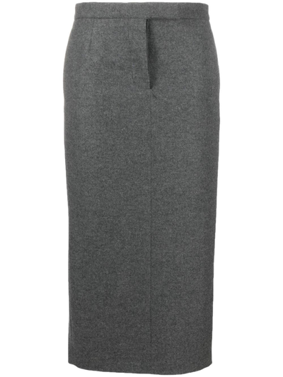 Shop Thom Browne Wool Pencil Skirt In Grey