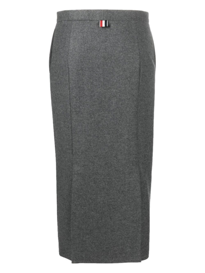 Shop Thom Browne Wool Pencil Skirt In Grey