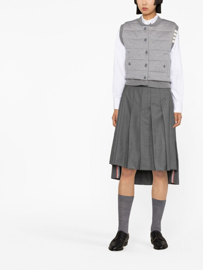 Thom Browne 4-bar Stripe Reversible Vest In Grey