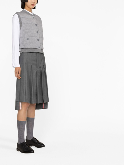 Thom Browne 4-bar Stripe Reversible Vest In Grey