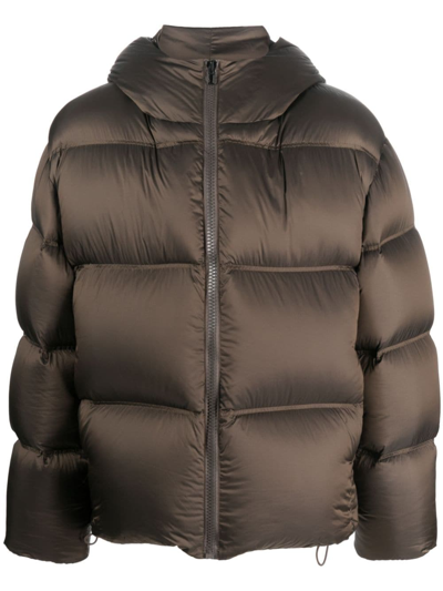 Shop Filippa K Zip-up Hooded Puffer Jacket In Brown