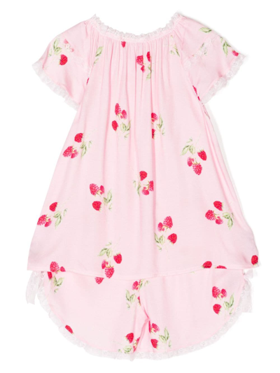 Shop Amiki Eliana Raspberry-print Dress In Pink
