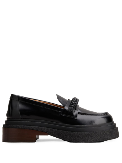 Shop Tod's Almond-toe Leather Loafers In Black