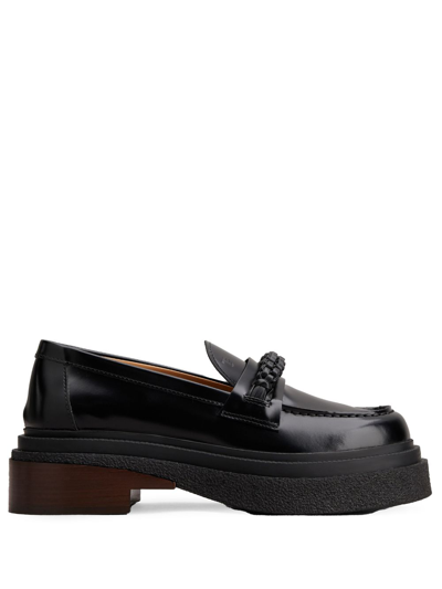 Tod's Leather Loafers With Stacked Heel And Tassel Detail In Black