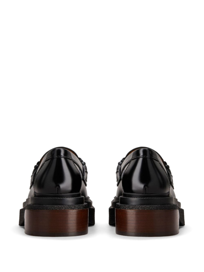 Tod's Leather Loafers With Stacked Heel And Tassel Detail In Black