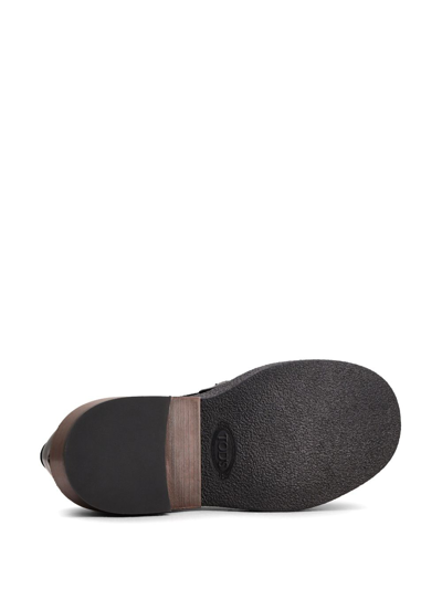 Tod's Leather Loafers With Stacked Heel And Tassel Detail In Black