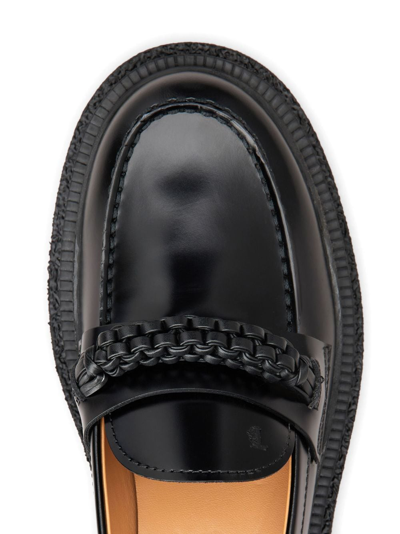Tod's Leather Loafers With Stacked Heel And Tassel Detail In Black
