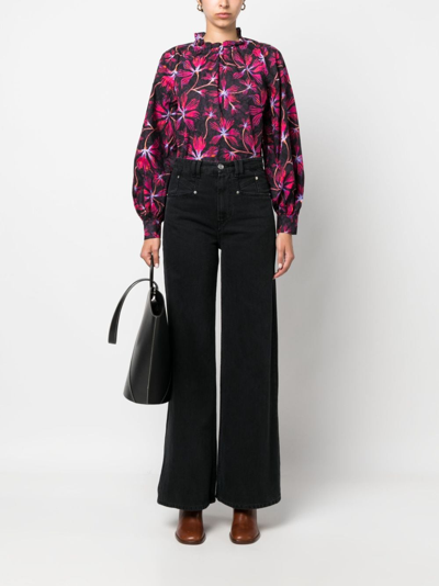 Shop Ulla Johnson Marlie Ruffled-collar Blouse In Black