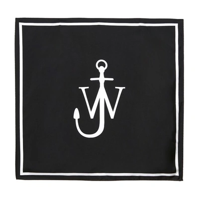 Shop Jw Anderson Silk Scarf In Black_white_anchor
