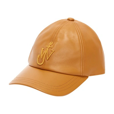 Shop Jw Anderson Leather Baseball Cap In Brown