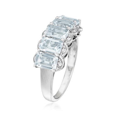 Ross-simons Aquamarine Ring With Diamonds In Sterling Silver In Silver