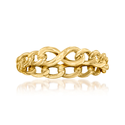 Rs Pure Ross-simons Italian 14kt Yellow Gold Infinity Symbol Curb-link Ring