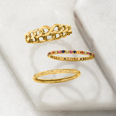 Rs Pure Ross-simons Italian 14kt Yellow Gold Infinity Symbol Curb-link Ring