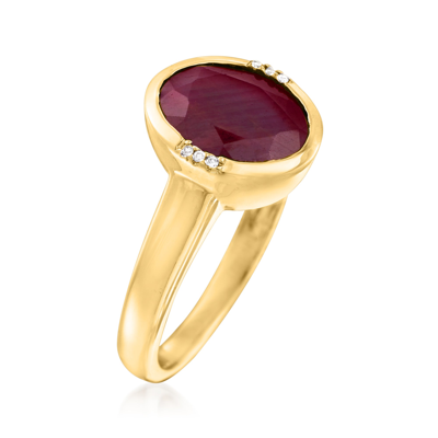 Ross-simons Ruby Ring With Diamond Accents In 14kt Yellow Gold In Red