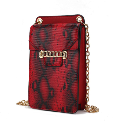 Shop Mkf Collection By Mia K Yael Snake Embossed Vegan Leather Phone Crossbody In Red