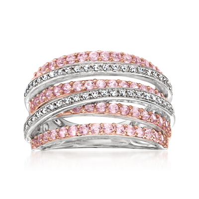 Ross-simons Pink Sapphire And . Diamond Highway Ring In Sterling Silver