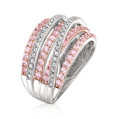Ross-simons Pink Sapphire And . Diamond Highway Ring In Sterling Silver
