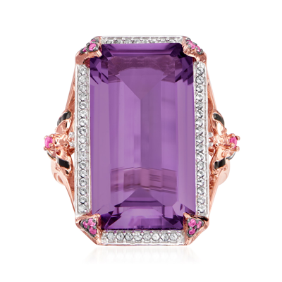 Shop Ross-simons Amethyst And . Multi-gemstone Bumblebee Ring In 18kt Rose Gold Over Sterling In Purple