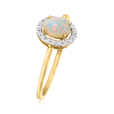 Shop Canaria Fine Jewelry Canaria Opal Halo Ring With Diamond Accents In 10kt Yellow Gold In Blue