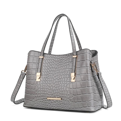 Mkf Collection By Mia K Aurelia Crocodile Embossed Vegan Leather Women's Tote Bag In Grey