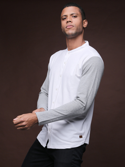 Shop Campus Sutra Full Sleeve Colourblocked Casual Shirt In White