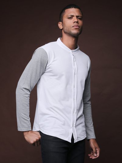 Shop Campus Sutra Full Sleeve Colourblocked Casual Shirt In White