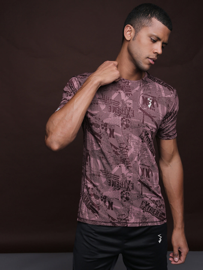 Shop Campus Sutra Men Graphic Design Stylish Activewear & Sports T-shirts In Purple