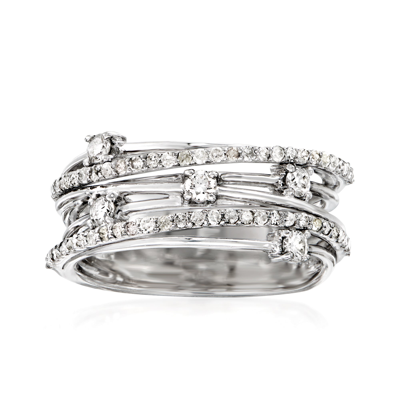 Ross-simons Diamond Highway Station Ring In Sterling Silver In Silver