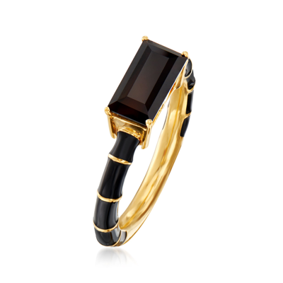 Ross-simons Black Onyx And Black Enamel Ring In 18kt Gold Over Sterling