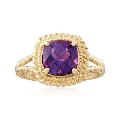 Shop Ross-simons Amethyst Ring In 14kt Yellow Gold In Purple