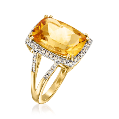 Ross-simons Citrine And . Champagne Diamond Ring In 14kt Yellow Gold In Orange