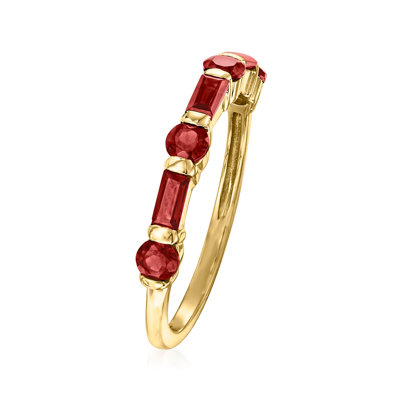 Ross-simons Baguette And Round Garnet Ring In 14kt Yellow Gold In Gold