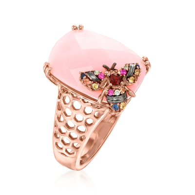 Ross-simons Pink Opal Bumblebee Ring In 18kt Rose Gold Over Sterling
