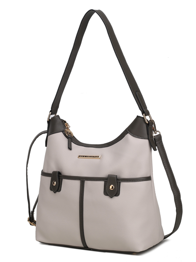 Shop Mkf Collection By Mia K Harper Vegan Color Block Leather Women's Shoulder Bag In White