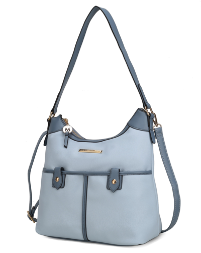 Shop Mkf Collection By Mia K Harper Vegan Color Block Leather Women's Shoulder Bag In Blue