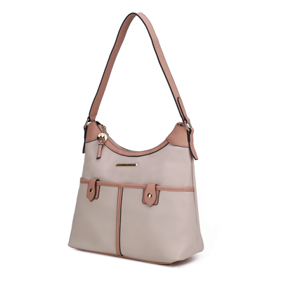 Mkf Collection By Mia K Harper Vegan Color Block Leather Women's Shoulder Bag In Beige