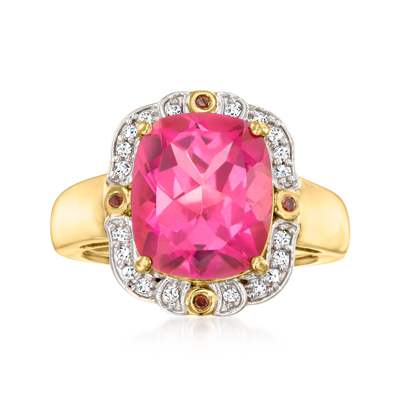 Shop Ross-simons Pink Topaz And . Multicolored Diamond Ring In 18kt Gold Over Sterling In Purple